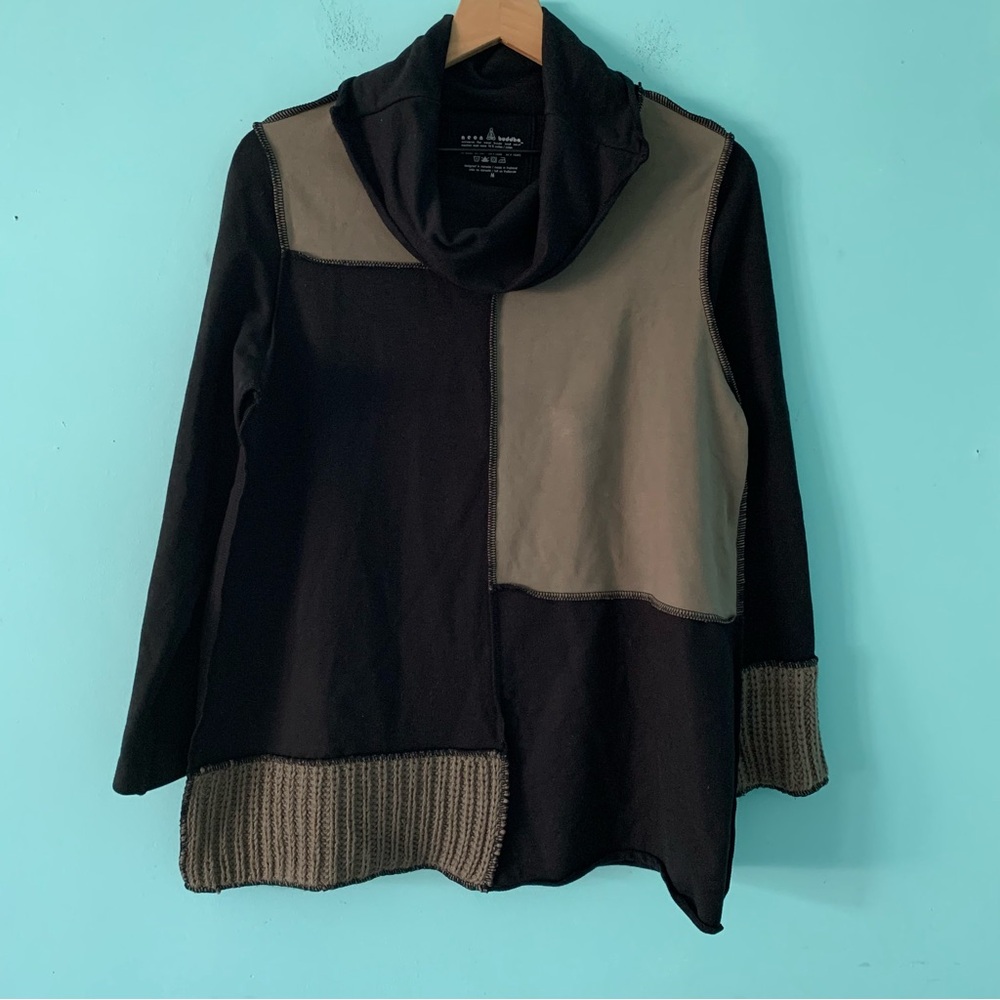 Neon Buddha Patchwork Cowl Neck Colorblock Pullov… - image 4